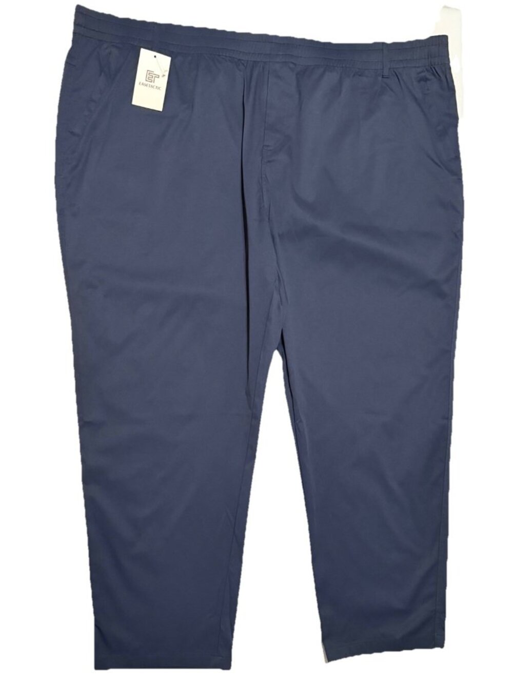 Easetactic Pants Navy Blue Flat Front Elastic Waist Men’s 6XL